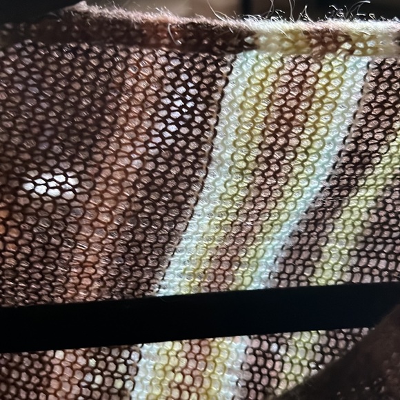 Handmade by Seller Poncho, Kimono One Size Fits Most Green, Brown Stripe - Picture 8 of 11